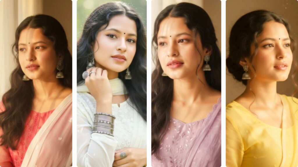 Candid Beauty in Pastel Traditions