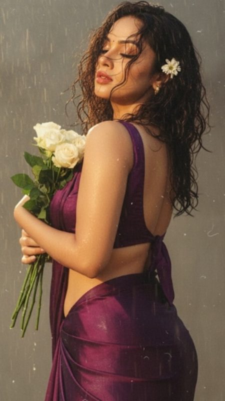 a girl with saree and holding boquet 4 a girl with saree and holding boquet 4